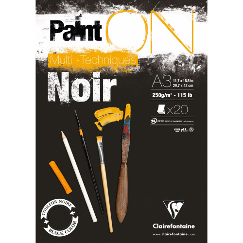 Μπλοκ Mixed Media Paint`ON Black 29,7x42cm 20φ 250g Clairefontaine Μπλοκ Mixed Media Paint`ON Black 29,7x42cm 20φ 250g Clairefontaine