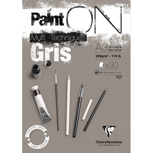 Μπλοκ Mixed Media Paint`ON Gray 29,7x42cm 30φ 250g Clairefontaine Μπλοκ Mixed Media Paint`ON Gray 29,7x42cm 30φ 250g Clairefontaine