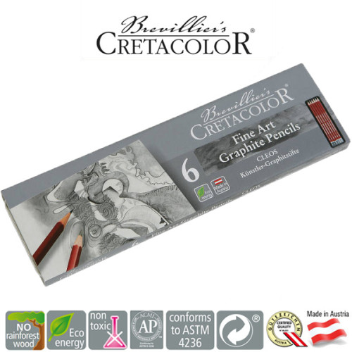 Μολύβια Σχεδίου Σετ 6τεμ CLEOS Fine Art Graphite Cretacolor Μολύβια Σχεδίου Σετ 6τεμ CLEOS Fine Art Graphite Cretacolor