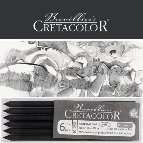 Μύτη 5,6mm Κάρβουνο Soft 6τεμ Cretacolor Μύτη 5,6mm Κάρβουνο Soft 6τεμ Cretacolor