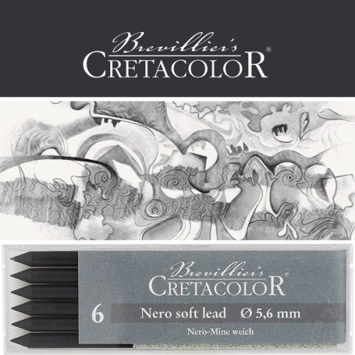 Μύτη 5,6mm Nero Greasy Soft 6τεμ Cretacolor Μύτη 5,6mm Nero Greasy Soft 6τεμ Cretacolor