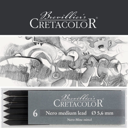 Μύτη 5,6mm Nero Greasy Medium 6τεμ Cretacolor