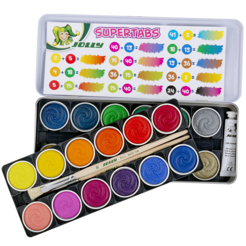Σετ Νεροχρωμάτων Supertabs 24τεμ (+2πινέλα+λευκό) Jolly
